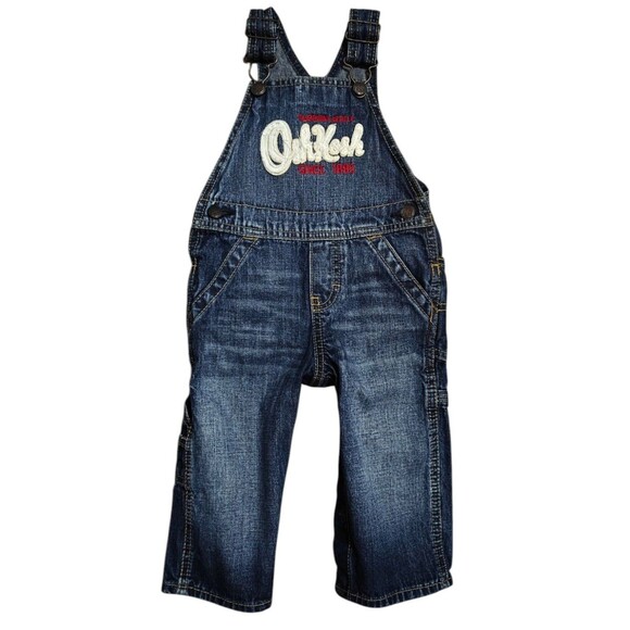 Oshkosh Denim Jean Bib Overalls Baby Boys 9 - 12 M Months Infant Blue Vestbak - Picture 1 of 7